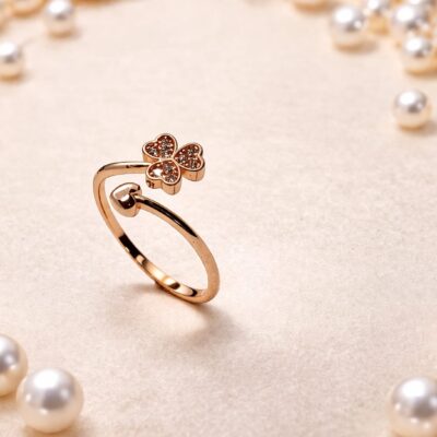 Floral Charm Open Ring