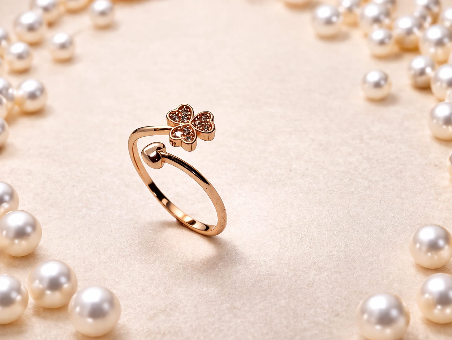 Floral Charm Open Ring