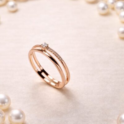 Elegant Dual Band Crystal Ring