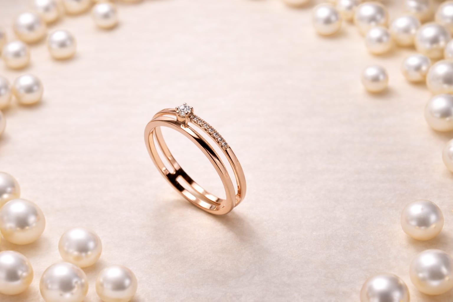 Elegant Dual Band Crystal Ring