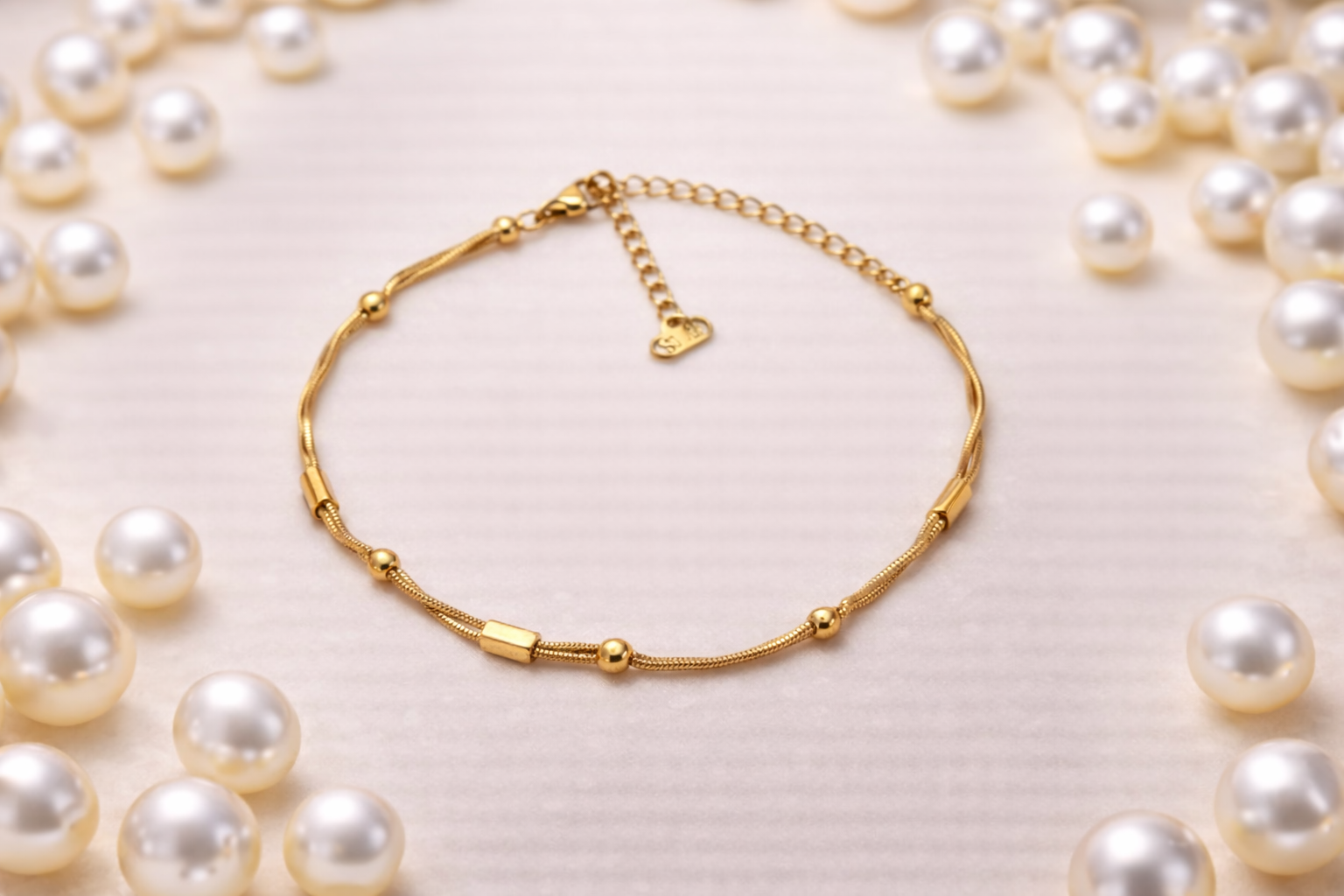 Minimal Beaded Chain Bracelet