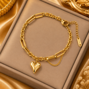 Golden Heart Charm Bracelet