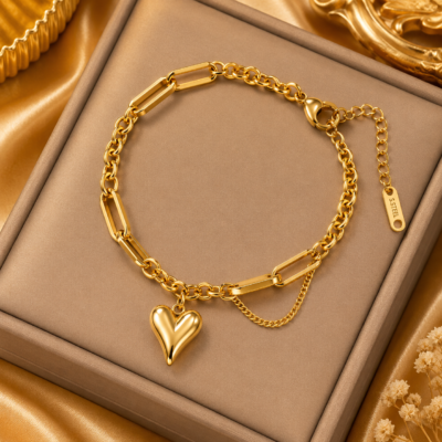 Golden Heart Charm Bracelet